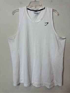 Gymshark Performance White Tank Top Athletic Mesh Panels Breathable Workout XL